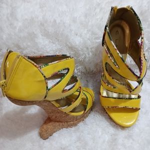 Yellow Floral Trim Heels